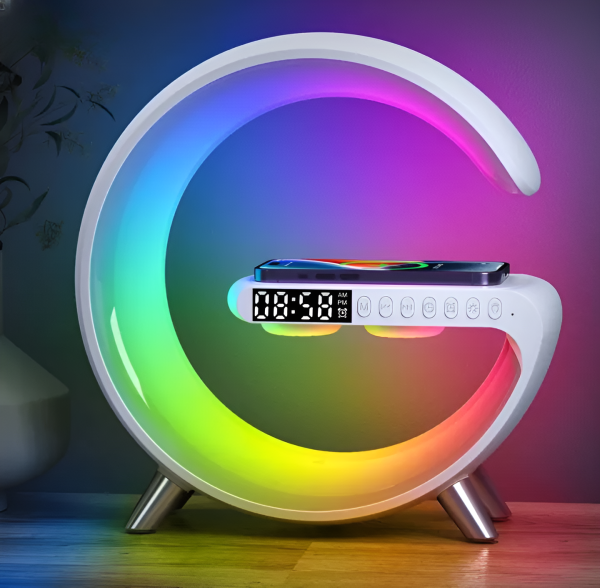 G63-G Multi-functional LED/ Clock/ Speaker & Wireless Charging Lamp Simplify Life